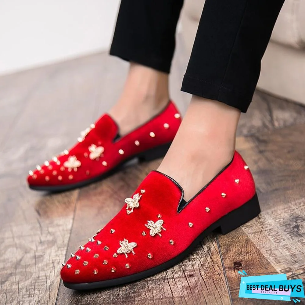 New Fashion Gold Top and Metal Toe Men Velvet Shoes Italian Men's Shoes Handmade Loafers