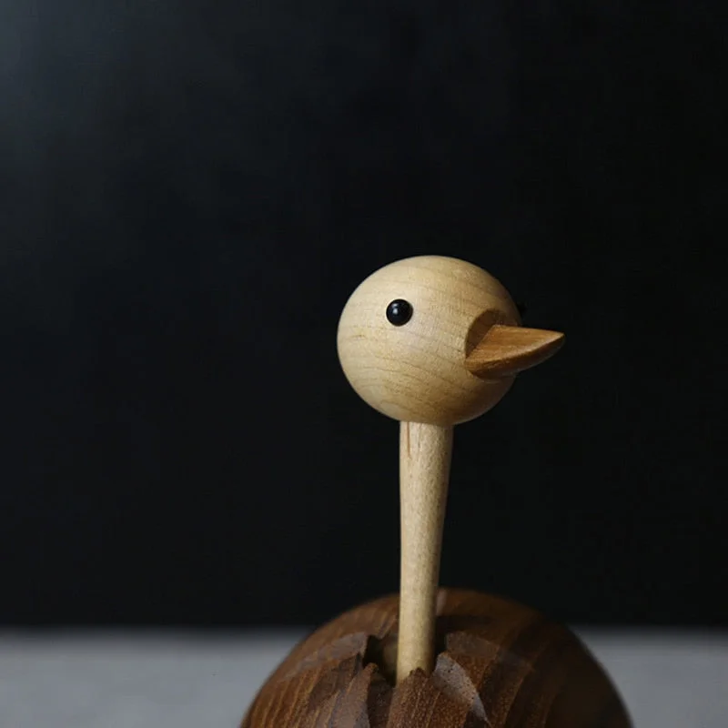 Nordic Handicraft Log Handmade Ostrich Puppet Solid Wood Ornaments Creative Wood Home Decorations