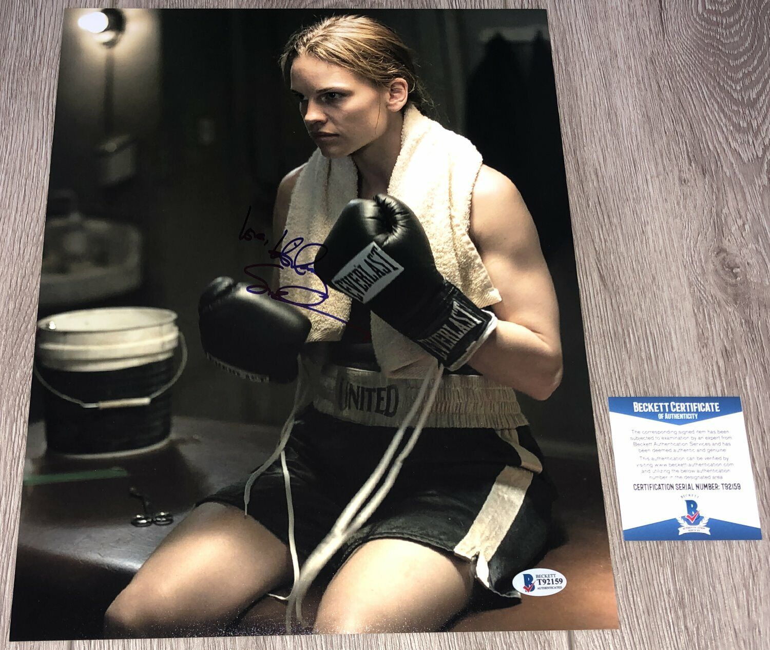 HILARY SWANK SIGNED MILLION DOLLAR BABY 11x14 Photo Poster painting wEXACT PROOF BECKETT BAS COA