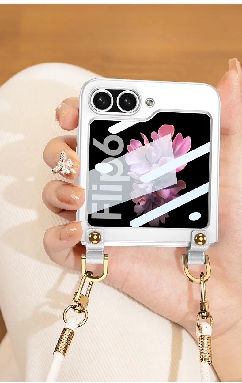 Suitable for Samsung Galaxy Z Flip5\6 Fashion Girls Ultra-thin Strap New Personality Crossbody Strap Mobile Phone Case