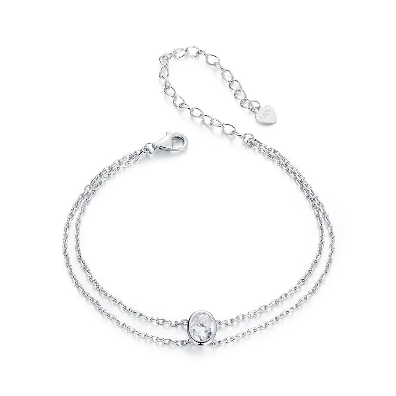 1.0ct Colorless(DEF) Pear-cut 925 Sterling Silver 925 Sterling Silver Cable Chain Bracelets Minimalist Shiny VS1-VS2 GRA Certificate