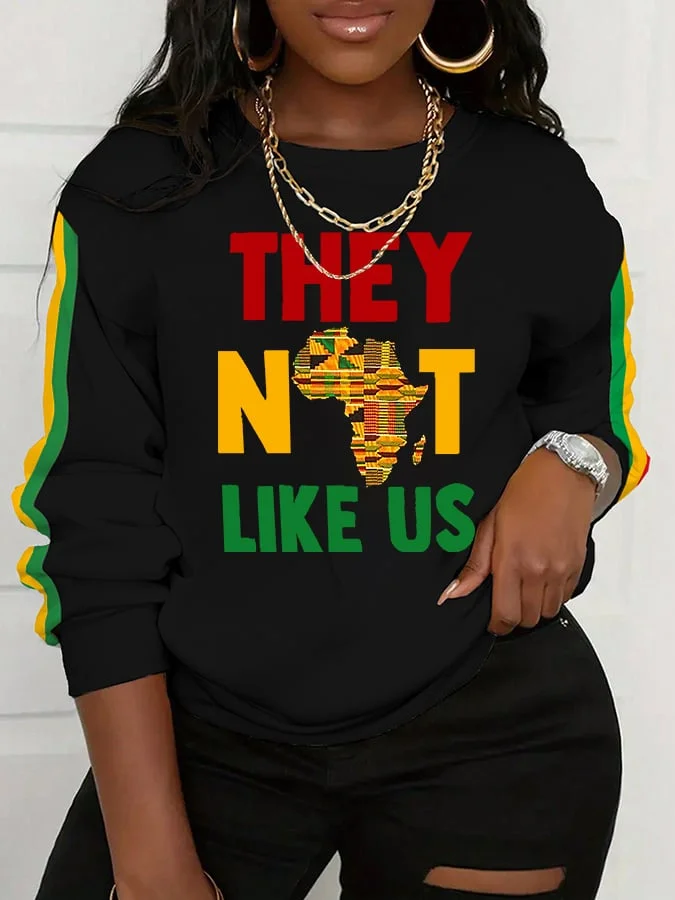 Women's They Not Like Us Black History Print Casual Sweatshirt 