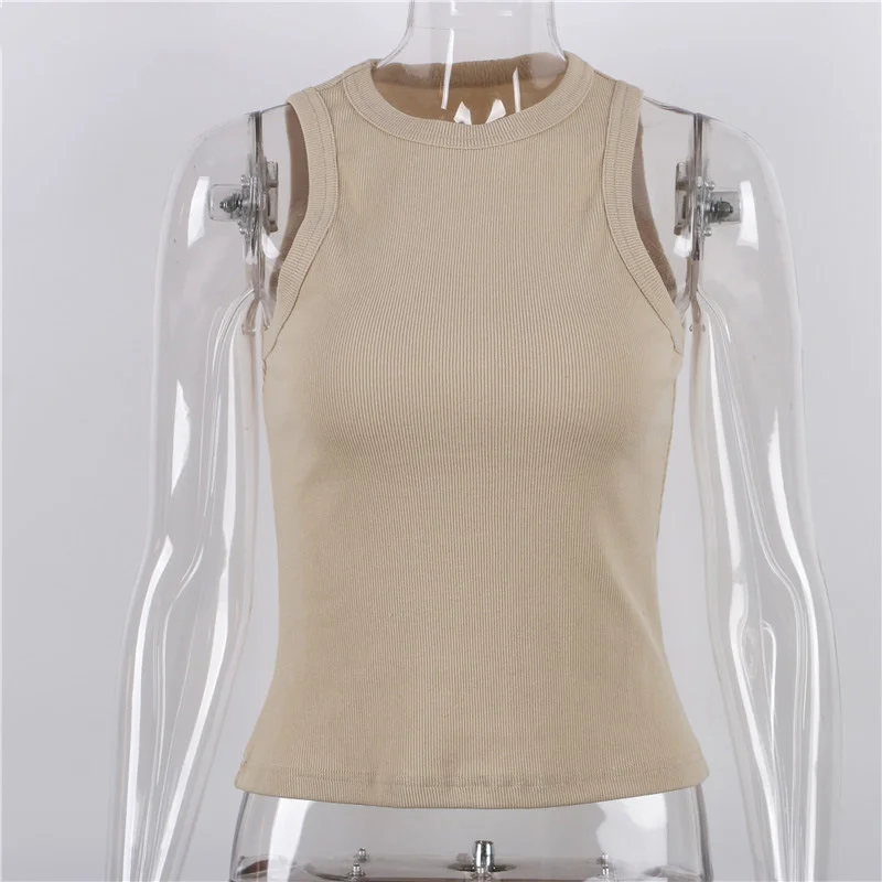Uveng Uveng New Slim Rib Sleeveless T-Shirt Jacket Female Short Sexy Slim Vest