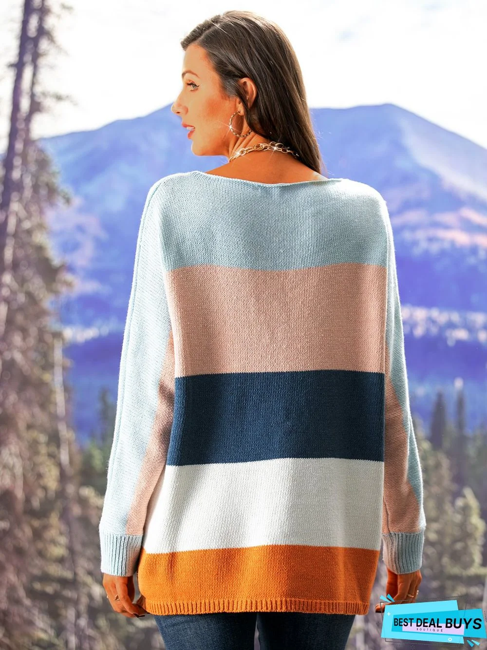 Multicolor Stripes Casual Long Sleeve T-shirt