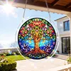 (25cm)DIY Acrylic Jigsaw Puzzle Window Hanging with Hanging Chain DIY Stained Glass Decoration Round Window Puzzle Decor for DIY Craft Project (Floral Tree of Life)