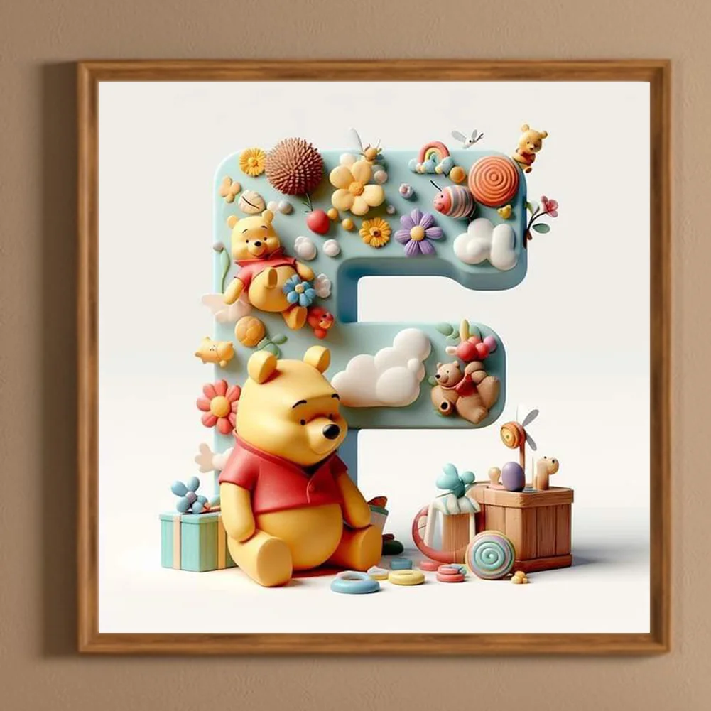 Full Round Diamond Painting 30*30cm - Winnie The Pooh'S 26 Letters F