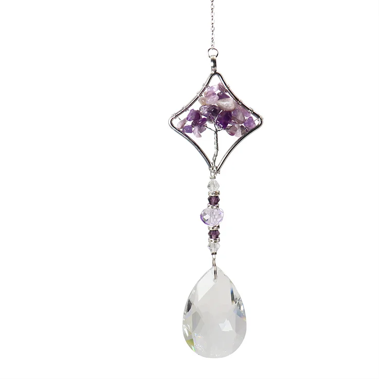 Olivenorma Natural Amethyst Tree Of Life Suncatcher Wind Chime