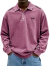 Men's Retro Washed Distressed Cotton Lapel Polo Shirt