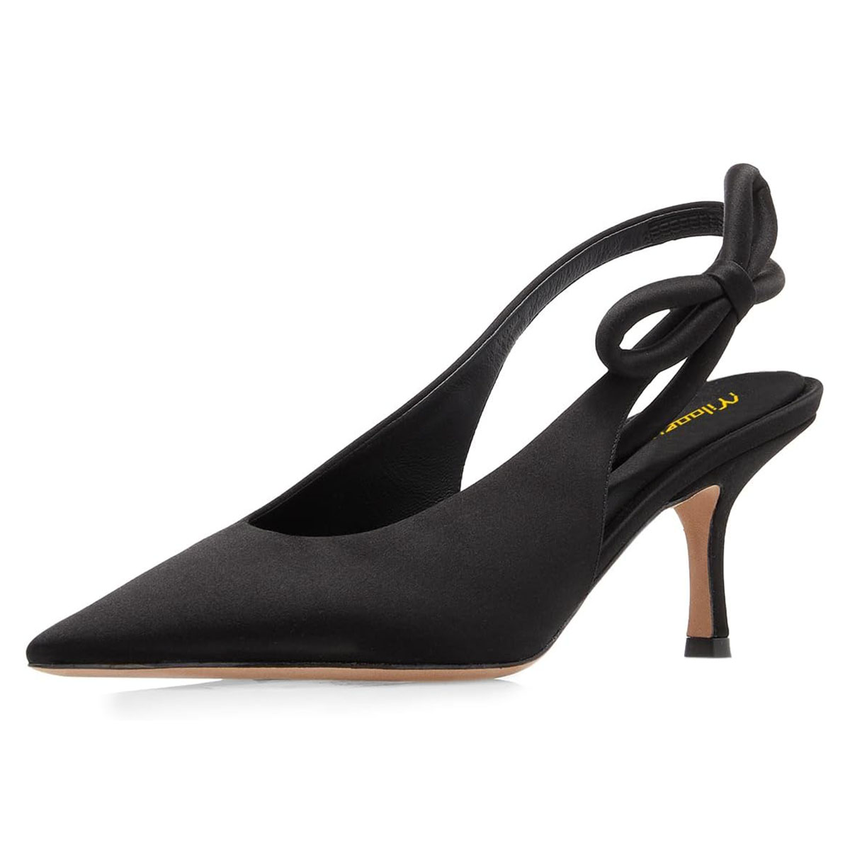 Elegant Bowknot Mid Stiletto Heel Black Slingback Pumps for Women Nicepairs