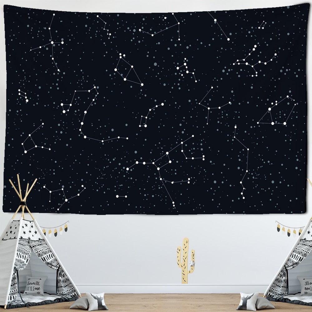 Black Universe Starry Sky Tapestry Wall Galaxy Psychedelic Tapiz Witchcraft Astrology Bed Cover Beach Blanket Home Decor