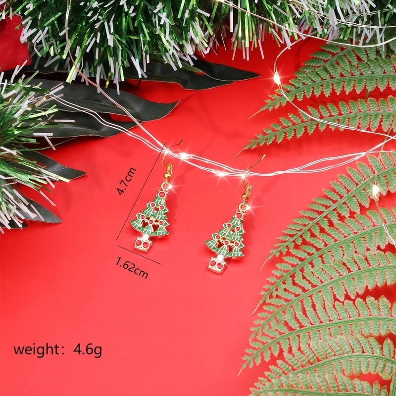 1 Pair Christmas Elegant Cute Romantic Christmas Tree Plating Alloy K Gold Plated Drop Earrings