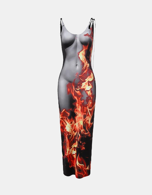 Flame Print Dress / TECHWEAR CLUB / Techwear