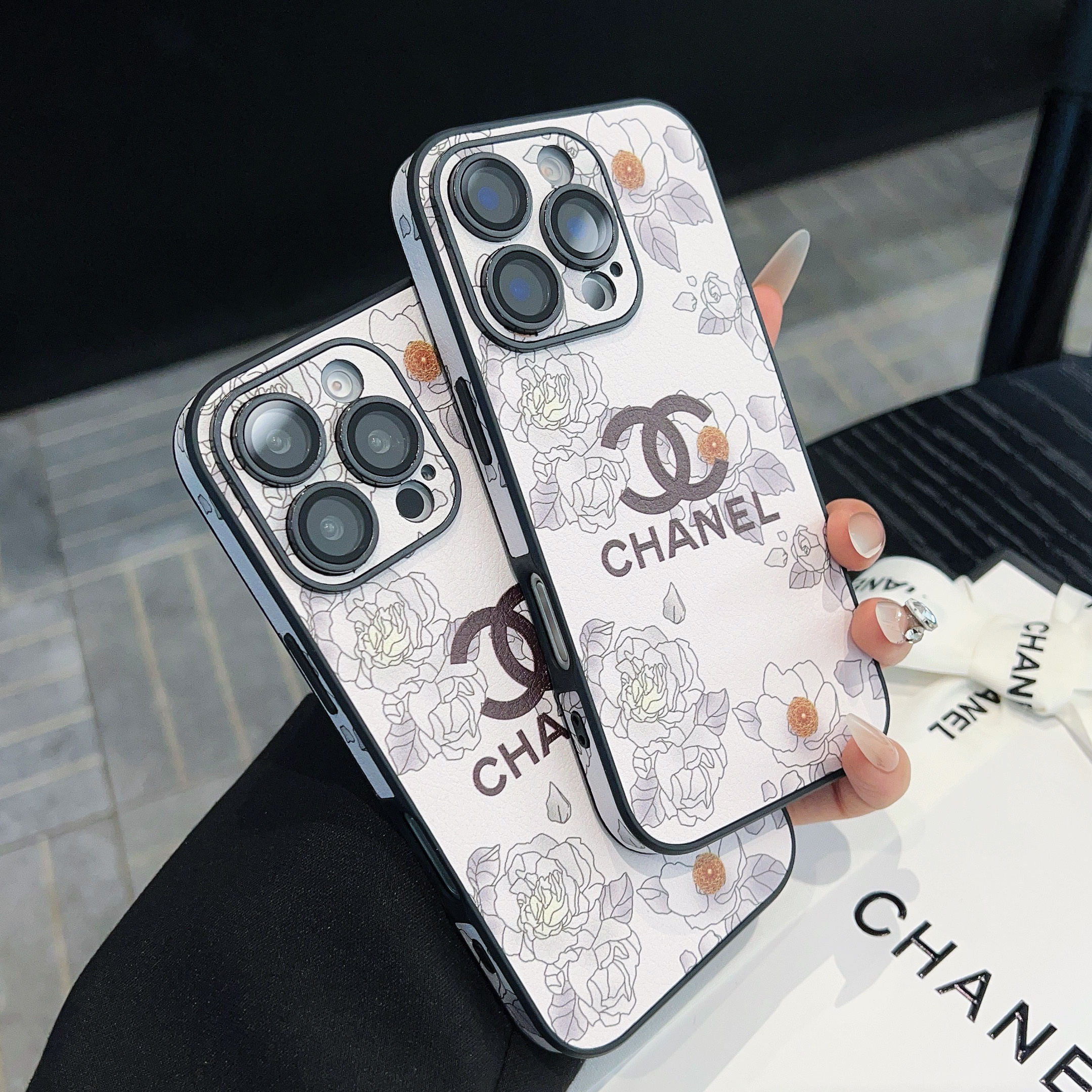 Exclusive Design Chanel Camellia Leather Apple iPhone Case