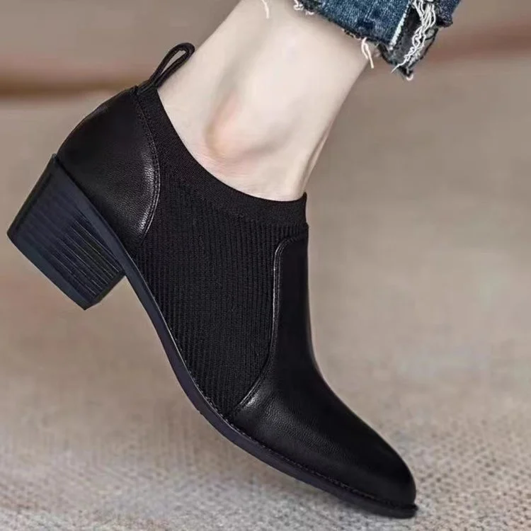 Yyvonne Heel Single-Shoe Women 2025 Spring And Autumn Commuting Tips With Retro Deep Mouth Pedaling Lazy Little Leather Shoes Women