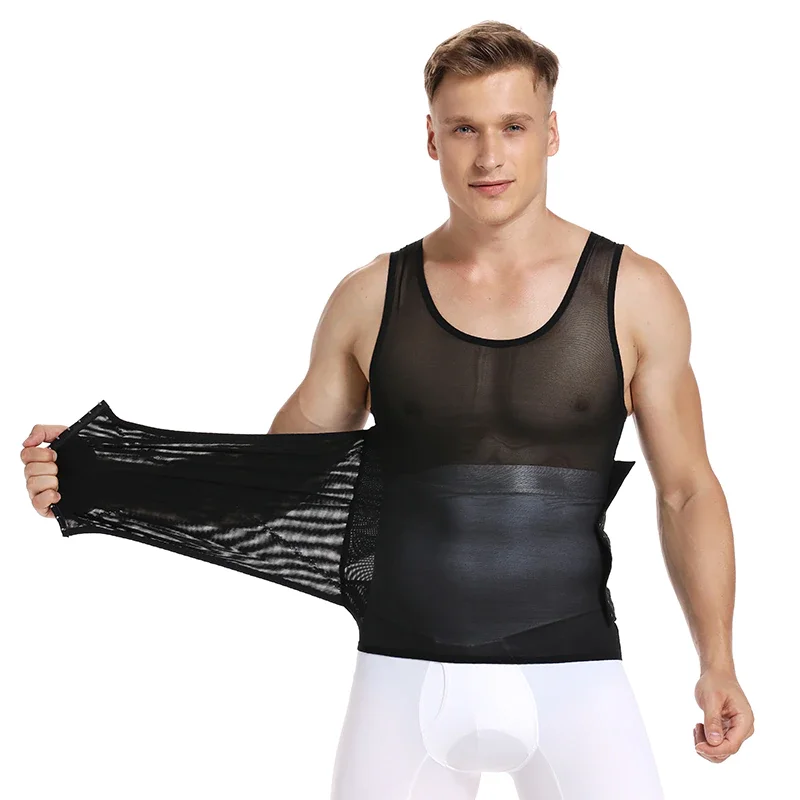 Billionm Men Slimming Body Shaper Waist Trainer Vest with Tummy Control Girdle Posture Back Correction Abdomen Tank Top Shaperwear