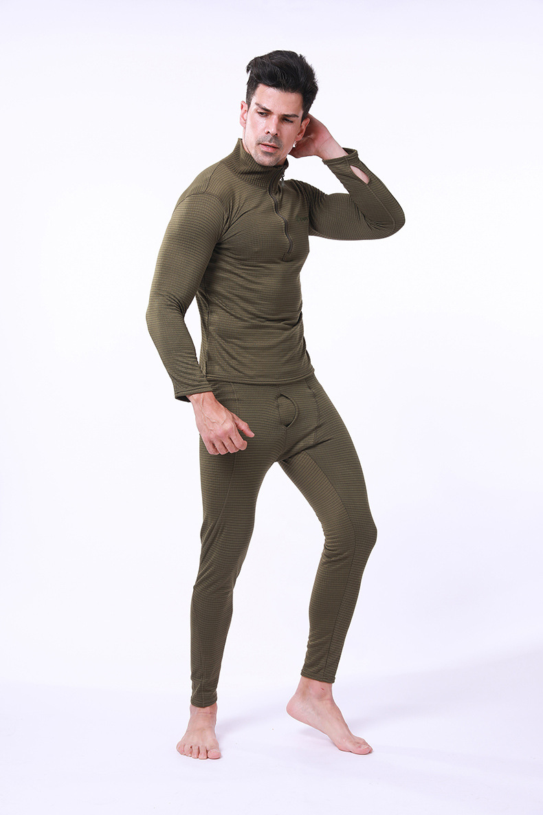 Pure Color Half-Zipper High-Neck Fleece Soft Thermal Underwear Sets Pure Color Half-Zipper High-Neck Fleece Soft Thermal Underwear Sets