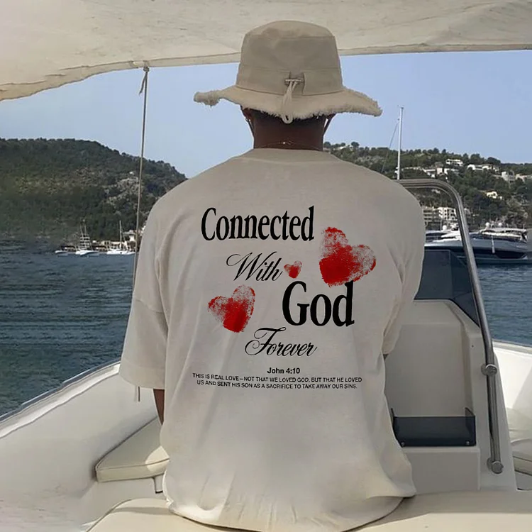 Connected With God Forever Print Short Sleeve T-Shirt