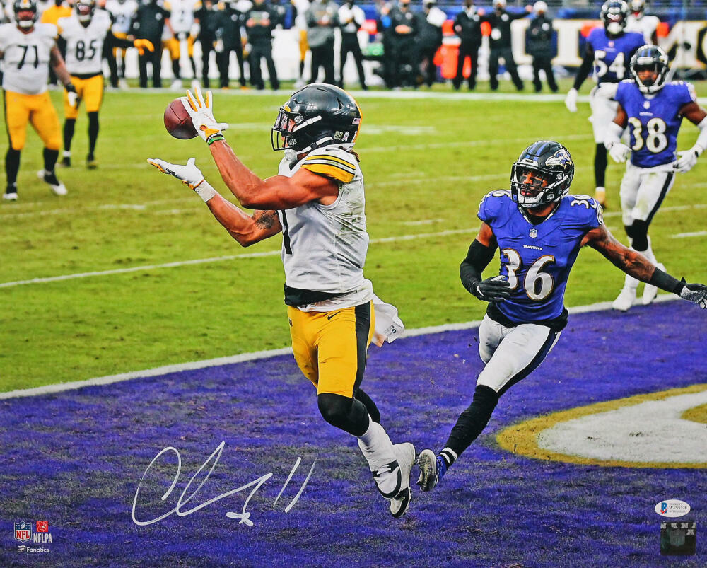 Chase Claypool Signed Steelers 16x20 FP TD Catch Photo Poster painting - Beckett W Auth *White