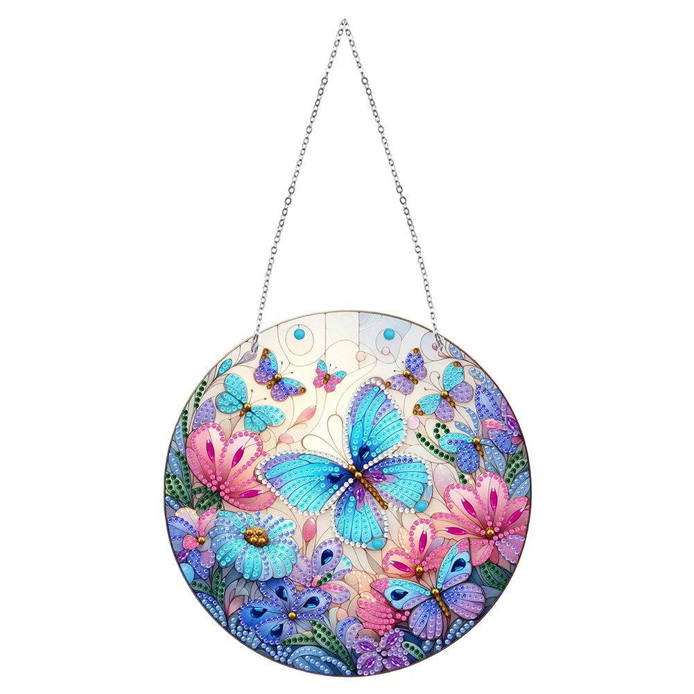 DIY Butterfly Sun Catcher Diamond Painting Dot Pendant for Office Decor