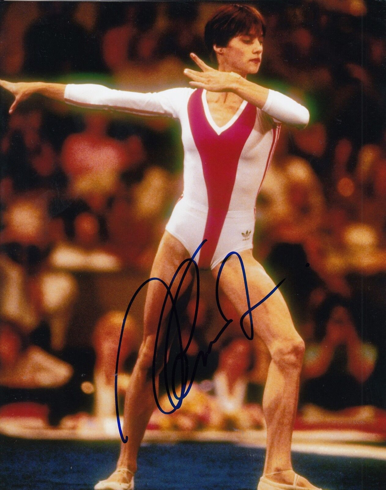 NADIA COMANECI signed (GYMNASTICS) OLYMPIC GOLD MEDALIST 8X10 *PROOF* W/COA #1