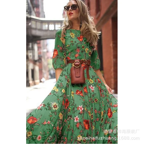 Nigikala Spring New Digital Print Dress Dress Holiday Dress Women's Summer