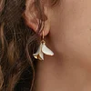 Elegant White & Golden Petal Tassel Earrings