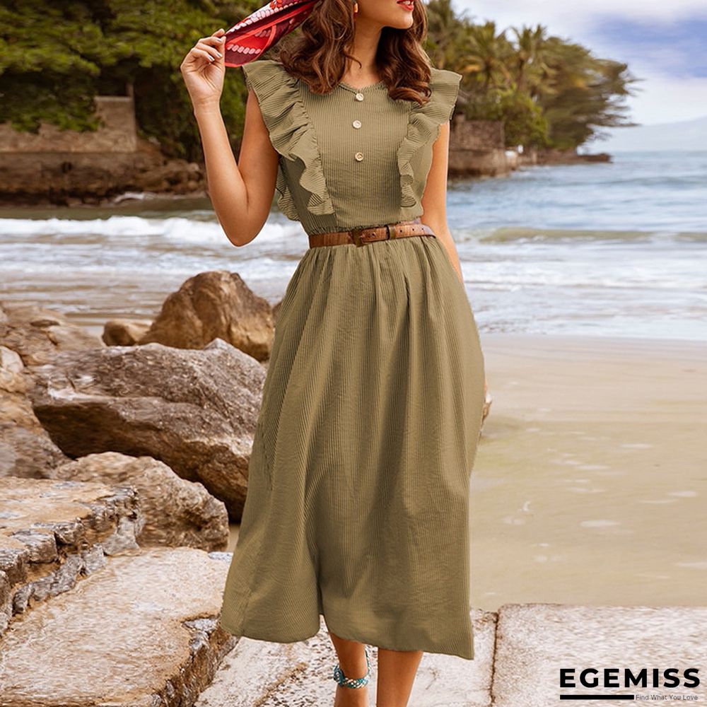 French Flounce Collar Bohemian Style Loose Holiday Temperament Skirt | EGEMISS