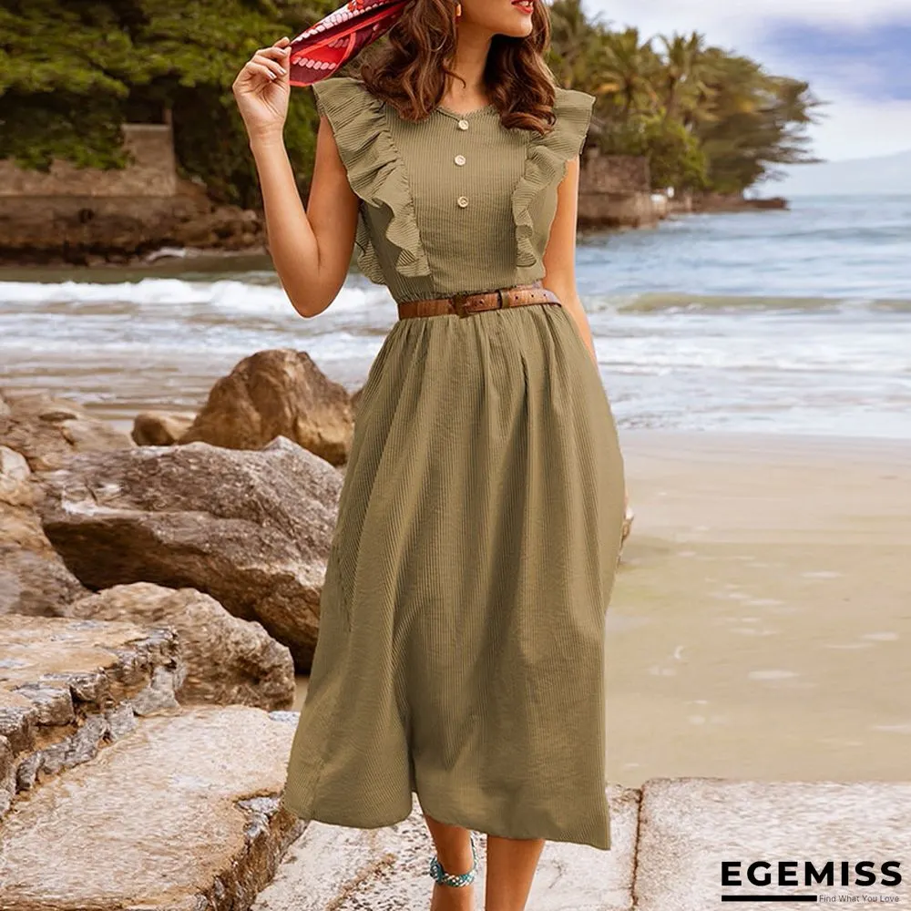 French Flounce Collar Bohemian Style Loose Holiday Temperament Skirt | EGEMISS