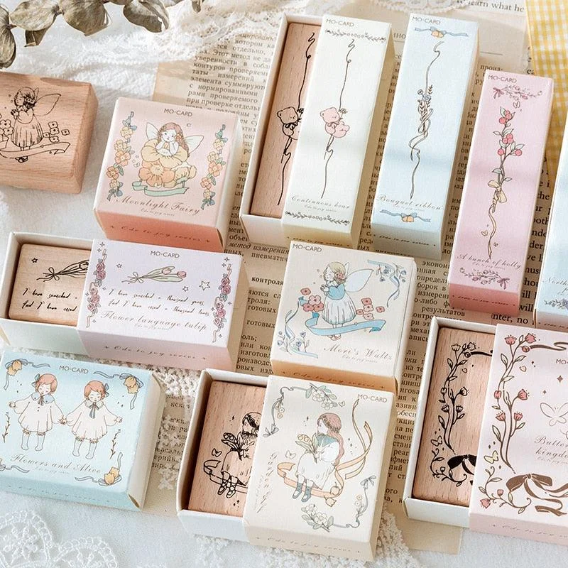 Girl Wooden Rubber Stamps-Himinee.com
