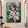 (50*70cm)Girl Holding Sheep - Round AB Drill Diamond Painting