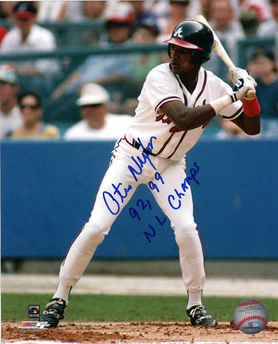 OTIS NIXON ATLANTA BRAVES 92,97 NL CHAMPS ACTION SIGNED 8x10