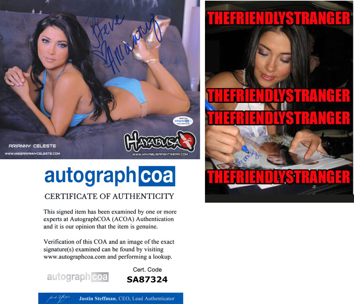 ARIANNY CELESTE signed Autographed 8X10 PROMO Photo Poster painting Proof UFC Playboy Model ACOA