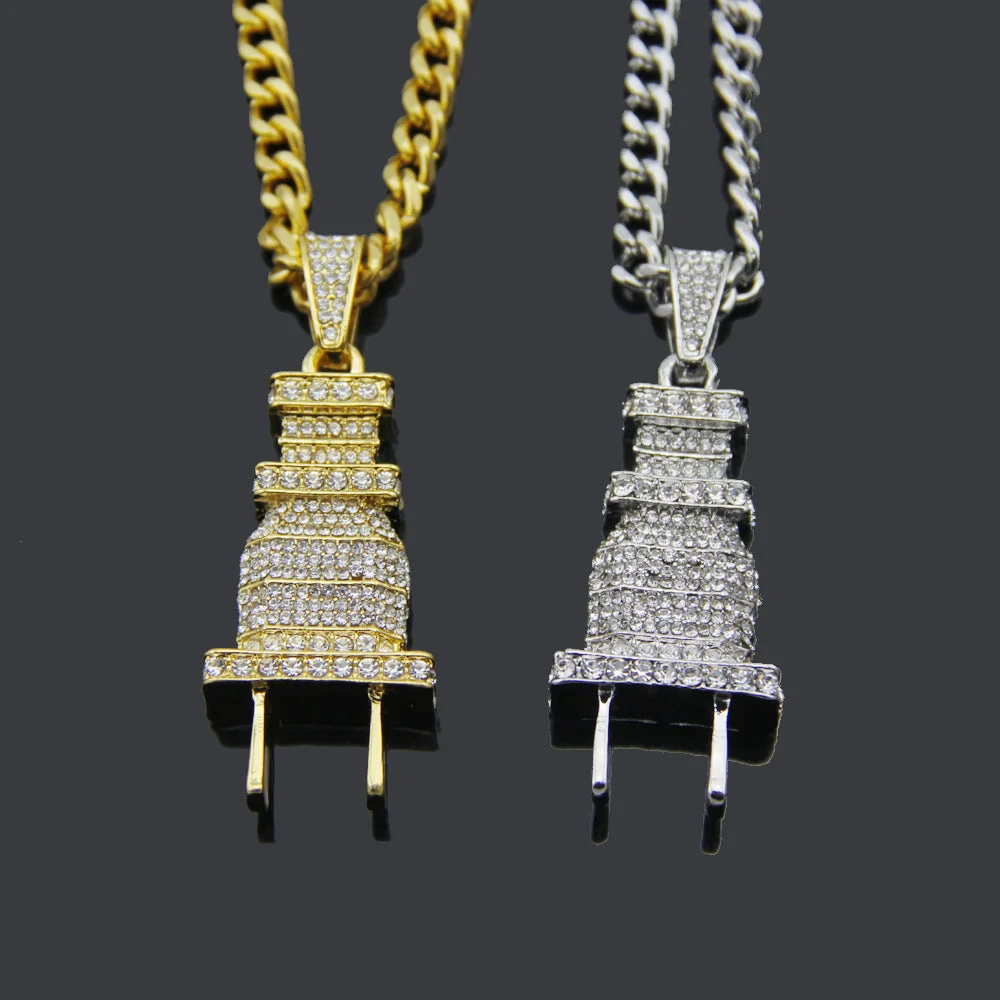 Iced Plug Pendant Necklace (28 inches)