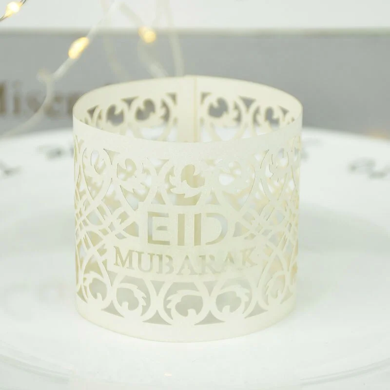 10/20/30pcs Eid Mubarak Paper Napkin Ring Ramadan Decorations for Home Napkin Holder EID Muslim Party Ramadan Kareem Table Decor