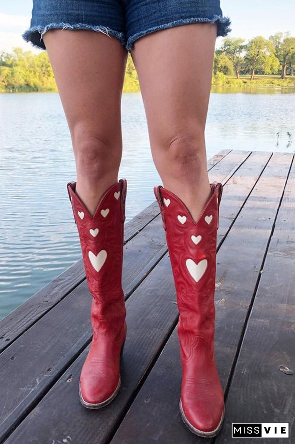Heart Slip On Cowgirl Boots