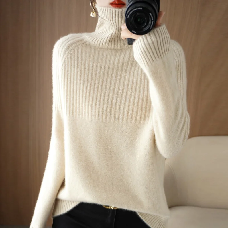 Ueong Ueong Sweater Bottom Shirt Women With Qiu Dong New Head Loose Half Draw A Rotator Sleeve Sweater Women's Jacket