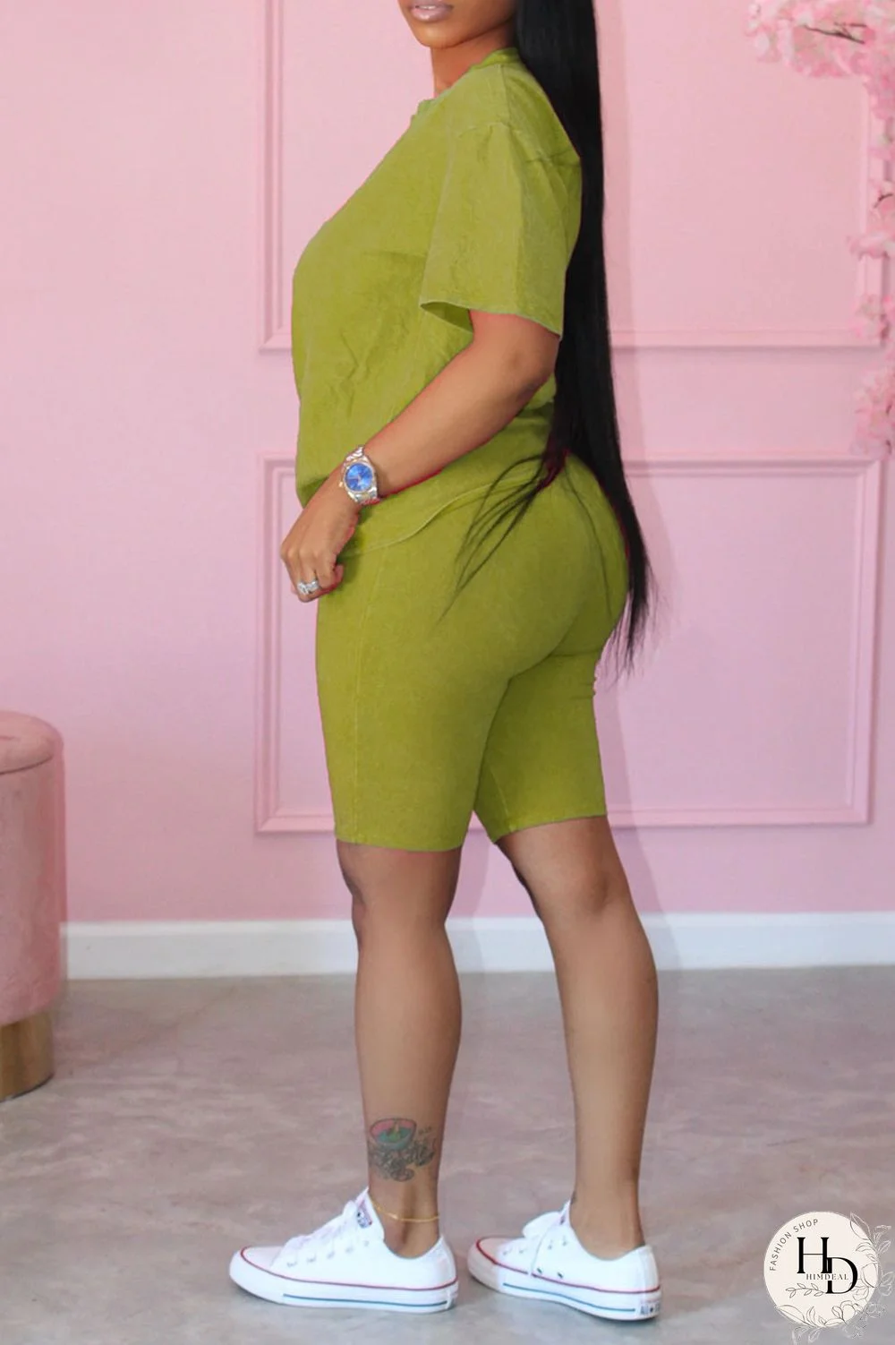 Black Casual Print Patchwork O Neck Short Sleeve Two Pieces