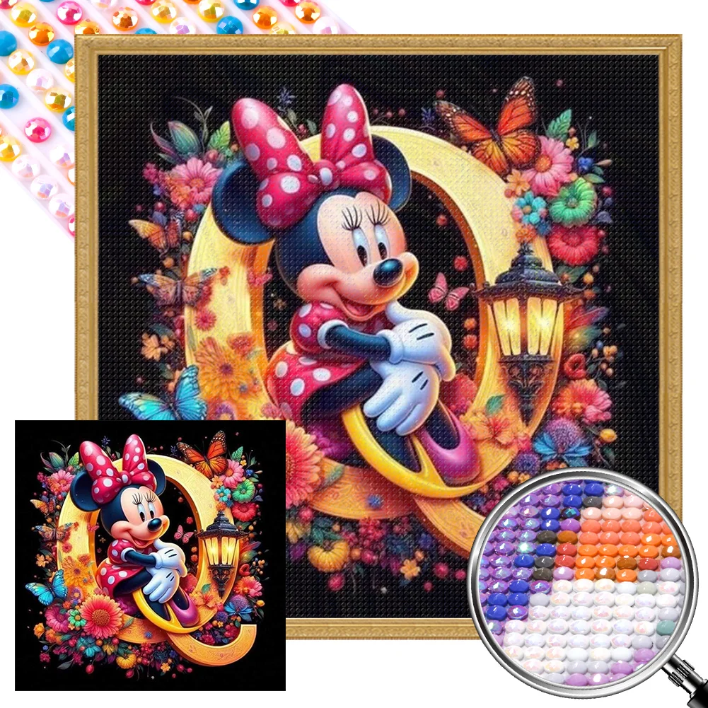 Partial AB Diamond Painting - Full Round Drill - Mickey Minnie Letters(Canvas|35*35cm)