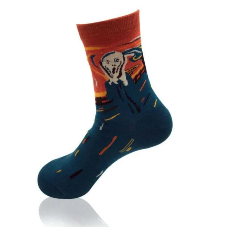 CUHAKCI Cotton Socks Funny Oil Painting Fashion Happy Socks Night Winter Male Female Colorful Print Van Gogh Art Sock one pair