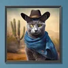 Diamond Painting-DIY Full Round Drill Cowboy Cat