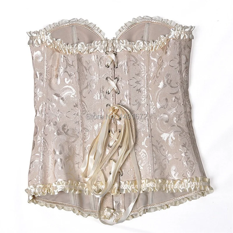 Billionm Sapubonva Corsets and Bustiers Tops Women Sexy White Black Green Vintage Flower Print Overbust Plus Size Lingerie Corselet