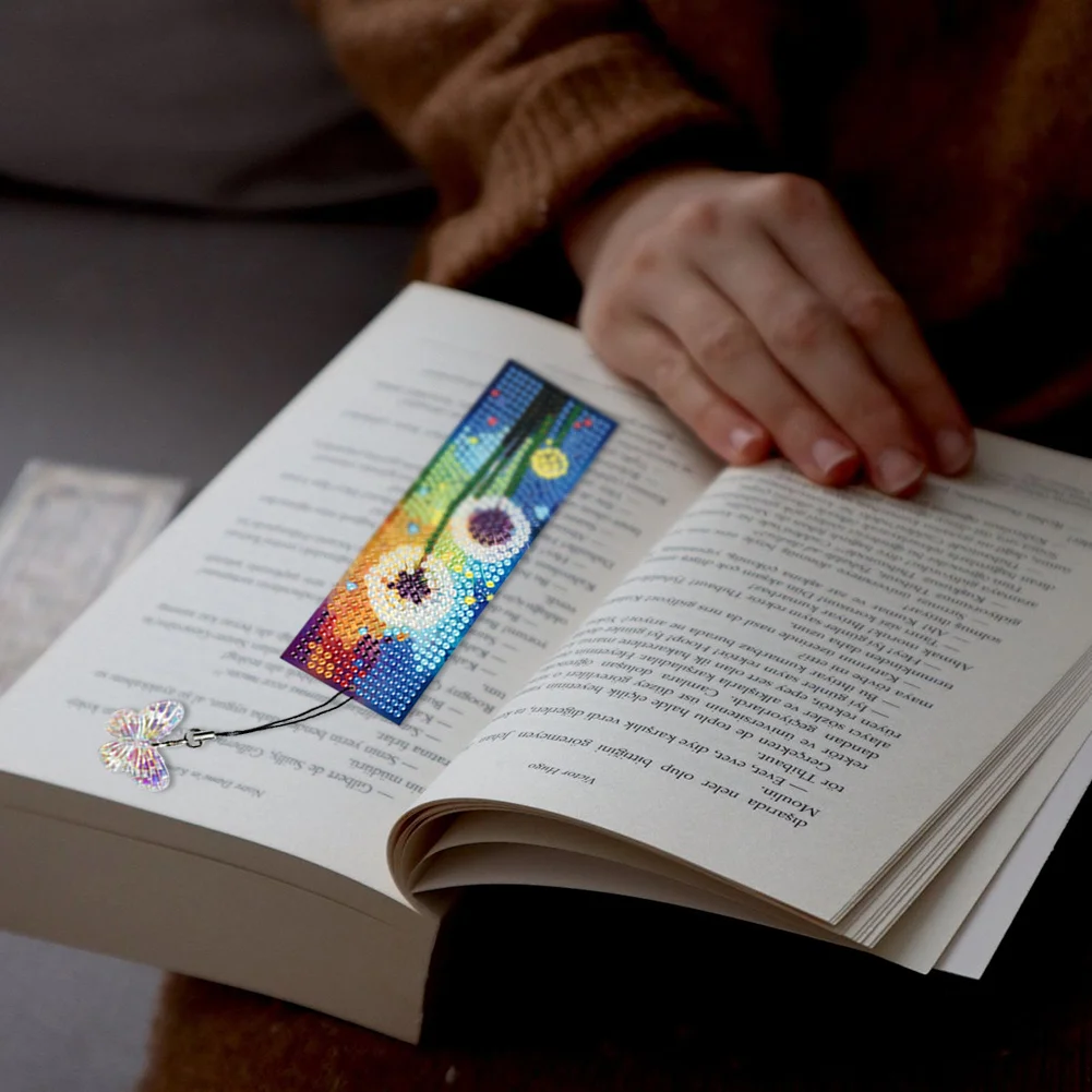 4Pcs Special Shaped Dandelion 5D DIY Diamond Painting Book Mark for Beginners