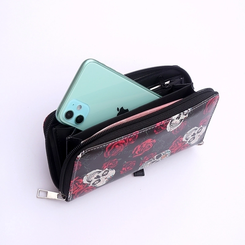 Unisex Skull PU Leather Zipper Wallets