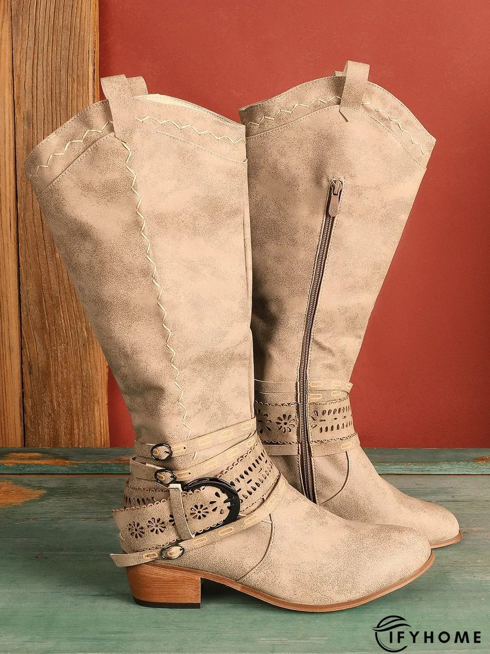 Daily Hollow-Out Spring Fall Cowboy Boot | IFYHOME