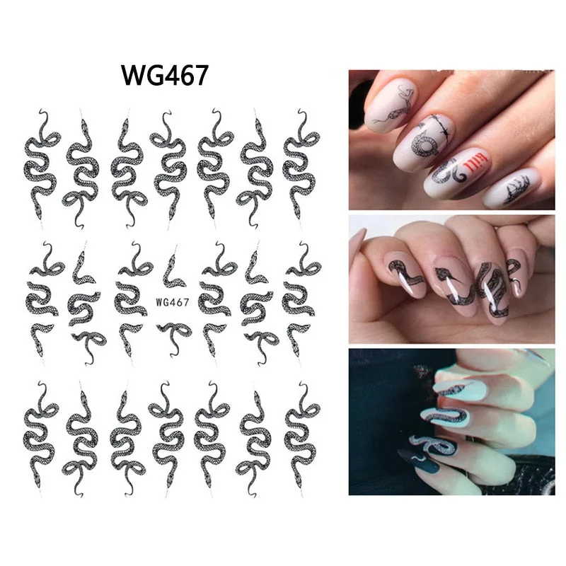 3D Chinese Red Black Dragon Manicure Decor Stickers Snake Nail Sticker DIY Self Adhesive Nail Decals Acrylic Nail Art Decoration-Nail Inspo