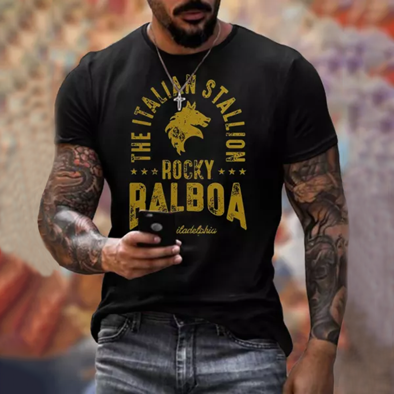 Mens Retro Motorcycle Printed T-Shirt
