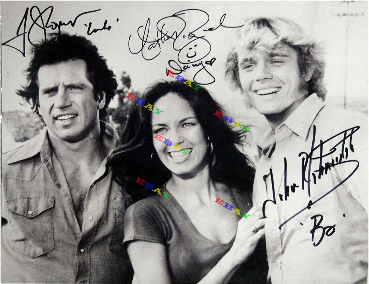 Wopat Schneider Bach Cast Dukes Of Hazard Autographed Signed Photo Poster painting Reprint