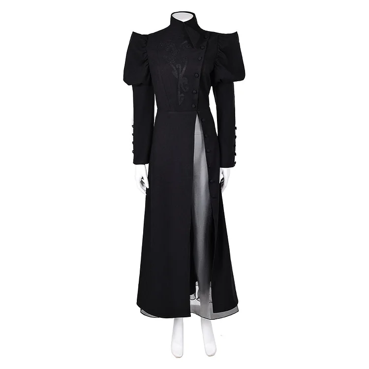 Wicked (2024) Elphaba Witch Black Puffed Sleeve Dress Outfit Cosplay Costume Halloween Carnival Suit