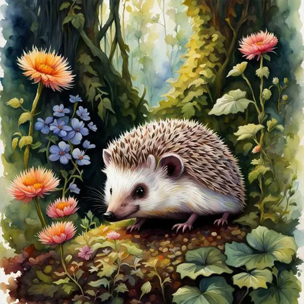 Diamond Painting - Full Round Drill - Flower Hedgehog(Canvas|30*30cm)