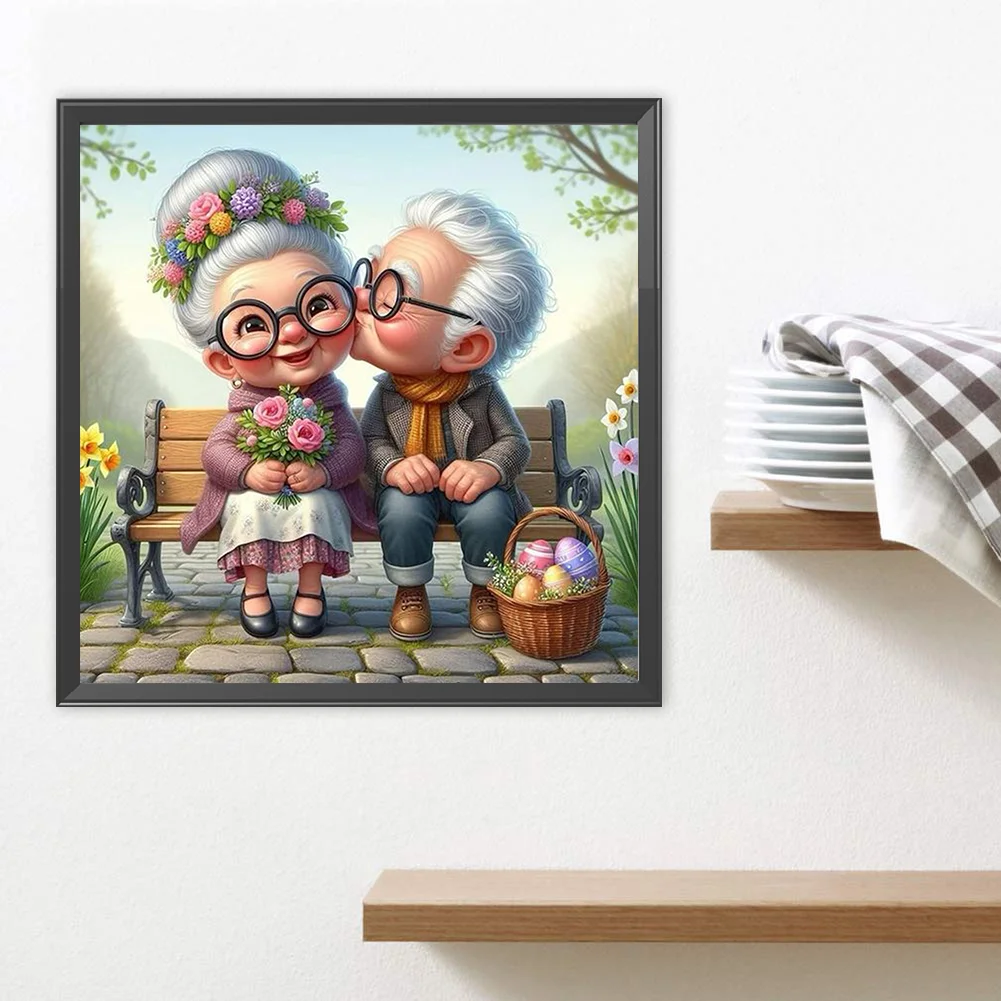 Diamond Painting - Full Square Drill - Old Couple(Canvas|35*35cm)